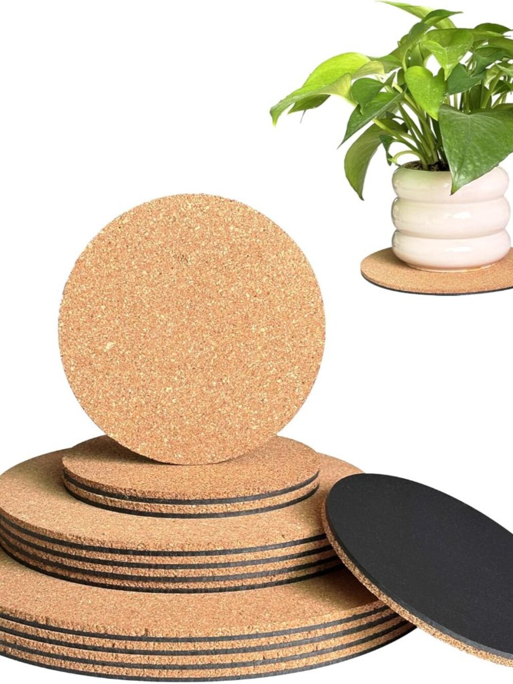 Cork Plant Coasters, 12 Pack Plant Mats in 4/6/8 Inch for Pots